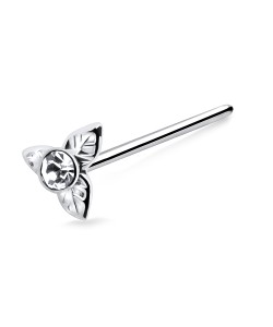 Leafy Stone Shaped Silver Straight Nose Stud NSKA-73